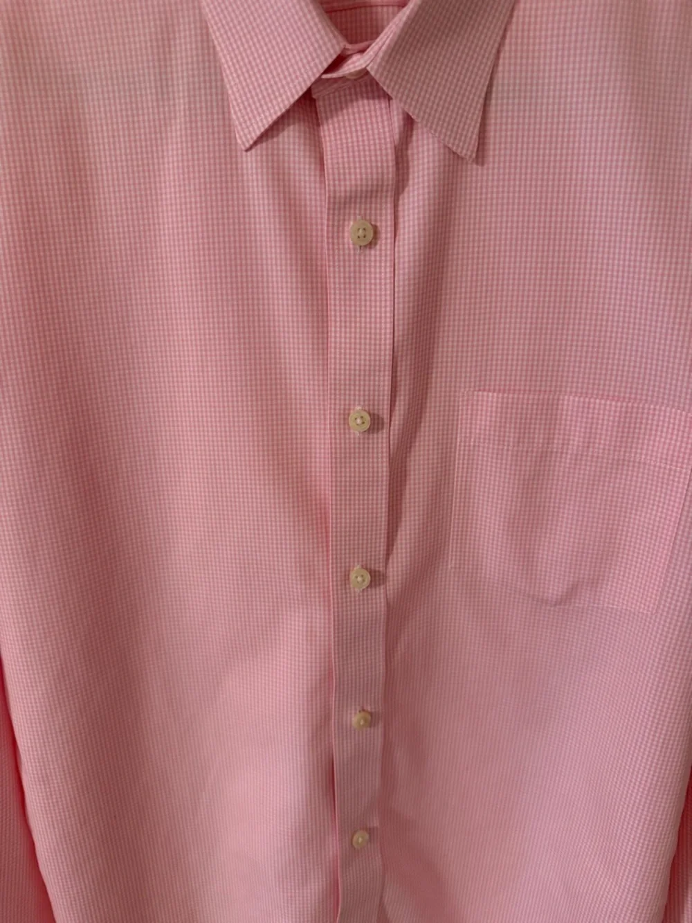 J. Crew Pink Men's Pink Gingham Thompson Dress Shirt Large 16-16.5 Wrinkle Free